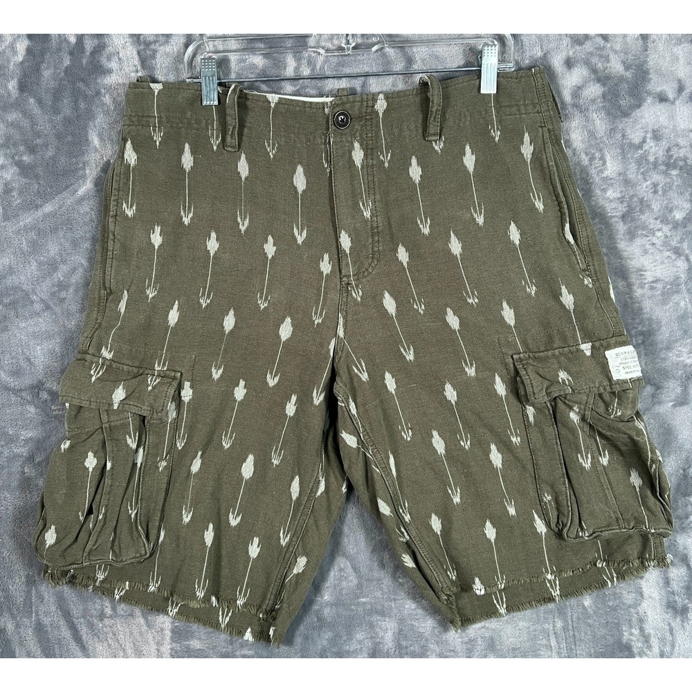 Denim & Supply Ralph Lauren Cargo Shorts Mens 33 Green Arrow Print Military